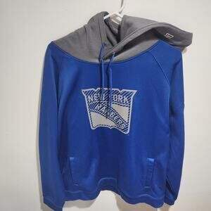 New Era Men's New York Rangers Blue Hoodie with Gray Logo Size XL